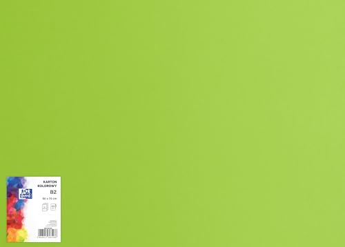 OXFORD Tonzeichenkarton 50 x 70 cm Bastelkarton, DIN B2, Tonkarton B2, Buntes Bastelpapier, für Arten von Handarbeiten, Tonpapier 225 g/m² Bristolkarton 25 Blatt, hellgrün 25 Stück von Oxford