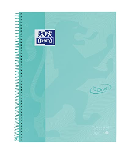 Oxford, A4+ Notizbuch, gepunktet, Bullet Journal, extra harter Einband, 80 Blatt, mikroperforiert, Europeanbook Dotbook Touch, Ice Mint Pastellfarben von Oxford