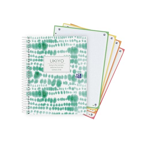Oxford, Notizbuch A5+, kariert, 5 x 5 cm, extra fester Einband, 120 Blatt, 4 Count-Farben, 6 Locher, schönes japanisches Notizbuch, Design Ukiyo Oxford, Notizbuch A5+, kariert, 5 x 5 cm, extra fester Einband, 120 Blatt, 4 Count-Farben, 6 Locher, schönes japanisches Notizbuch, Design Ukiyo von Oxford
