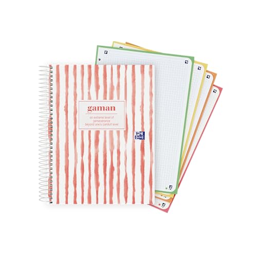 Oxford, Notizbuch A5+, kariert, 5 x 5 cm, extra fester Einband, 120 Blatt, 4 Count-Farben, 6 Löcher, schönes japanisches Notizbuch, Gaman-Design Oxford, Notizbuch A5+, kariert, 5 x 5 cm, extra fester Einband, 120 Blatt, 4 Count-Farben, 6 Löcher, schönes japanisches Notizbuch, Gaman-Design von Oxford