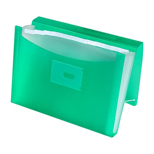 Oxford, Ordner Akkordeon A4+, Deckel aus transparentem Kunststoff, 13 Taschen, Grün von Oxford