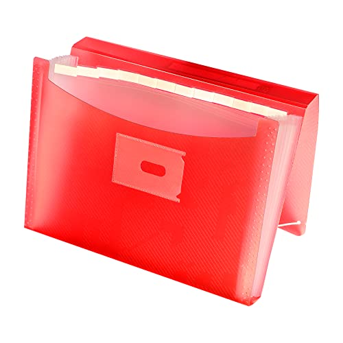 Oxford, Ordner Akkordeon A4+, Deckel aus transparentem Kunststoff, 13 Taschen, Rot von Oxford