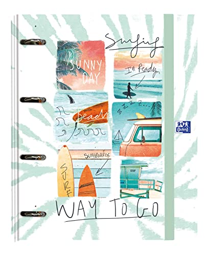 Oxford, A4+ 4 Ringbuch, extra Cover, Gummizug, inklusive Nachfüllraster 5x5 mit 5 Farbbändern, Motiv: Surf Oxford, A4+ 4 Ringbuch, extra Cover, Gummizug, inklusive Nachfüllraster 5x5 mit 5 Farbbändern, Motiv: Surf von Oxford