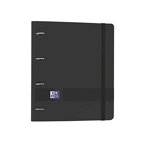 Oxford, Oxford Live & Go Ordner mit 4 Ringen, Polyfoam mit Nachfüllung und Gummiband, A4+, mit Nachfüllpackung, 100 Blatt, 5 farbige Streifen und 5 x 5 kariert, Schwarz Oxford, Oxford Live & Go Ordner mit 4 Ringen, Polyfoam mit Nachfüllung und Gummiband, A4+, mit Nachfüllpackung, 100 Blatt, 5 farbige Streifen und 5 x 5 kariert, Schwarz von Oxford