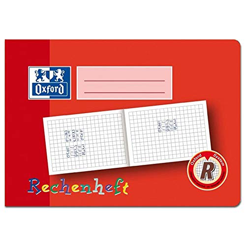 Oxford 100050106 Heft, A5 quer, Rechenheft 10 mm kar, R, 16, robuster, abwischbarer Deckel (10er Pack) von Oxford