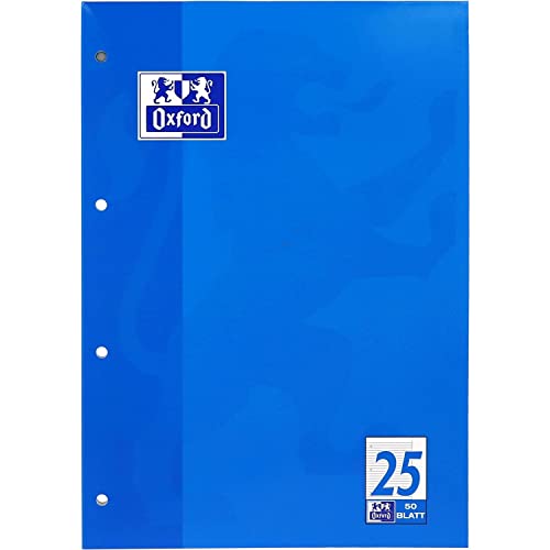 Oxford Schule Schulblock A4, liniert mit Rand, 50 Blatt, blau von Oxford