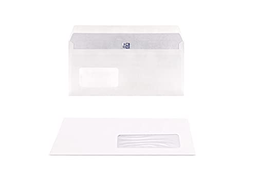Oxford 100103440 Versandtasche mit Fenster, selbstklebend, 110 x 220 mm, 35 x 100 mm, 500 Stück, weiß von Oxford