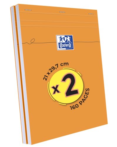 Oxford 2 Stück Notizblöcke, Orange, A4, kleine Karos, 5 mm, 80 Blatt, geheftet, Deckblatt beschichtet, Orange Oxford 2 Stück Notizblöcke, Orange, A4, kleine Karos, 5 mm, 80 Blatt, geheftet, Deckblatt beschichtet, Orange von Oxford