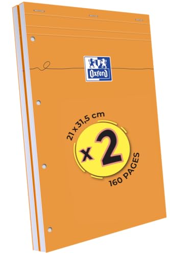 Oxford 2 Stück Notizblöcke, perforiert, Orange, A4 + kleine Karos, 5 mm, 80 Blatt, geheftet, Deckblatt beschichtet, Orange Oxford 2 Stück Notizblöcke, perforiert, Orange, A4 + kleine Karos, 5 mm, 80 Blatt, geheftet, Deckblatt beschichtet, Orange von Oxford