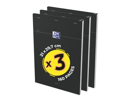 Oxford 24 Notizblöcke Smart A4, 160 Seiten, 5 x 5 cm, geheftet, weicher Karton, Schwarz von Oxford