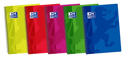 Oxford 400042147 – Pack Classic, 5 Hefte Spiral mit Deckel aus Kunststoff, F von Oxford