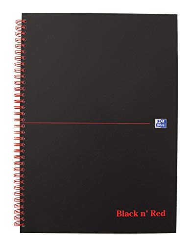 Oxford 400047651 Spiralbuch Black n' Red A5 liniert mattes Hardcover 70 Blatt schwarz/rot Notizblock Schreibblock Collegeblock, A5, 1 Stück von Oxford