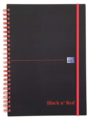 Oxford 400047655 Spiralbuch Black n' Red DIN A5 liniert flexibler Deckel 70 Blatt schwarz/rot Notizblock Schreibblock Collegeblock von Oxford
