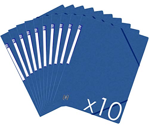 Oxford 400114353 TopFile+ Sammelmappen, Karton, ohne Klappen, mit Gummizug, Format A4, Blau, 10 Stück von Oxford