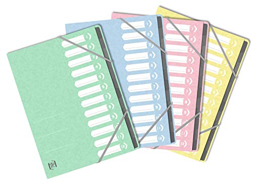 Oxford 400132134 Ordnungsmappe TopFile+ A4, 12 Positionen, Deckblatt für Karten, Farbe kann variieren, Pastellfarben von Oxford