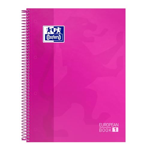 Oxford A4 European Book 1, kariert, 160 Seiten mit farbigen Rändern, Hardcover, fuchsia, 5 Stück von Oxford