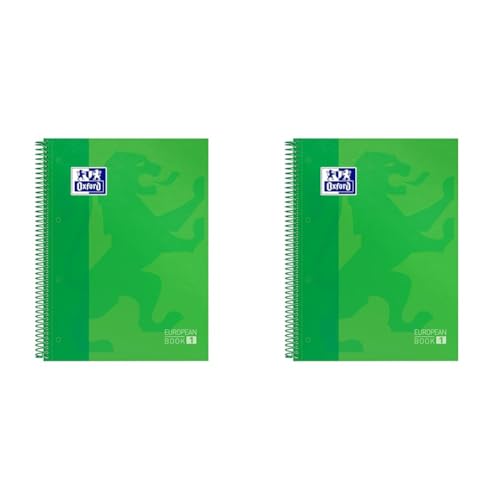 Oxford A4 European Book 1, kariert, 160 Seiten mit farbigen Rändern, mit Whiteboard, Hardcover, grün (Packung mit 2) von Oxford