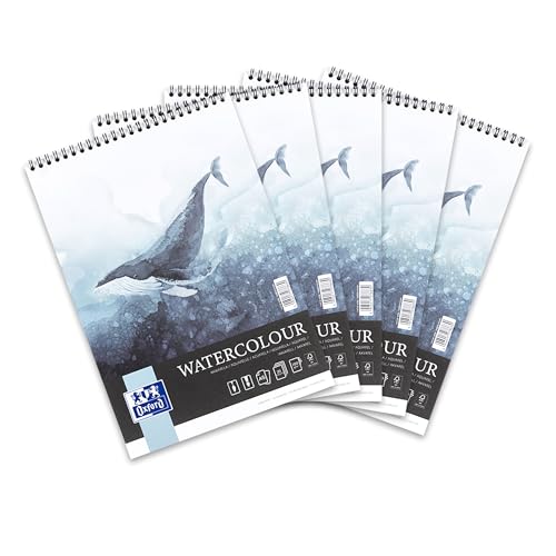 Oxford Art Aquarellblock A5 20 Blatt, 300g/m² Künstlerpapier mit Spiral-Bindung, 5 Stück Oxford Art Aquarellblock A5 20 Blatt, 300g/m² Künstlerpapier mit Spiral-Bindung, 5 Stück von Oxford
