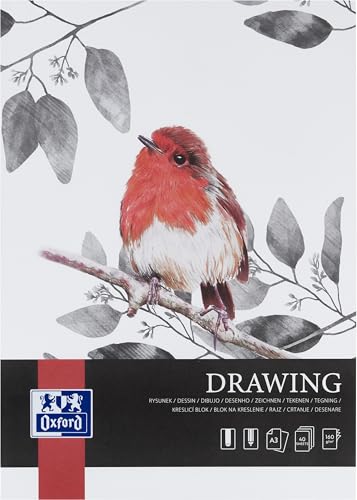 Oxford Art Zeichenblock, säurefreies, recycelbares Papier (Zeichenblock A3 40 Blatt 160g/m², 2) von Oxford