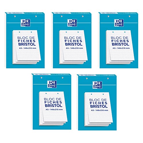 Oxford Blöcke mit 30 Blatt, Bristol, 5 Stück, perforiert, 2.0, A5, Q5/5, weiß Oxford Blöcke mit 30 Blatt, Bristol, 5 Stück, perforiert, 2.0, A5, Q5/5, weiß von Oxford