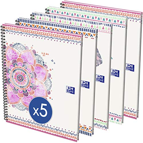 Oxford Boho Chic spiralgebundenes Collegeblock Notizbuch A4+ liniert 5er Pack 4 Loch 120 Seiten 90g Papier Hardcover Zufallsmotiv Oxford Boho Chic spiralgebundenes Collegeblock Notizbuch A4+ liniert 5er Pack 4 Loch 120 Seiten 90g Papier Hardcover Zufallsmotiv von Oxford