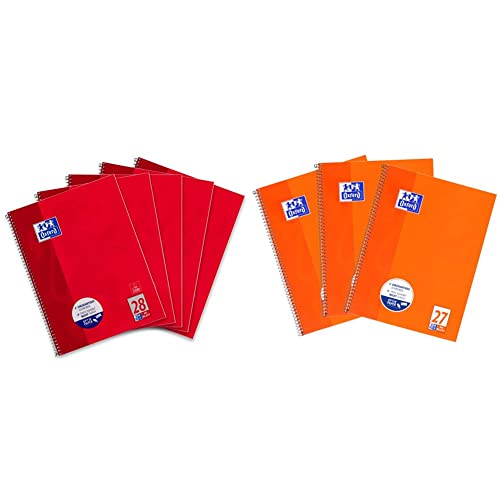 Oxford Collegeblock A4 kariert, mit Doppelrand, 80 Blatt, rot, 5 Stück & Collegeblock A4 liniert, mit Doppelrand, 80 Blatt, orange, 3 Stück Oxford Collegeblock A4 kariert, mit Doppelrand, 80 Blatt, rot, 5 Stück & Collegeblock A4 liniert, mit Doppelrand, 80 Blatt, orange, 3 Stück von Oxford