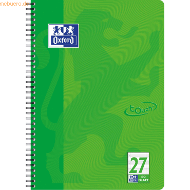 10 x Oxford Collegeblock Touch A4+ liniert 80 Blatt Optik-Paper grasgr von Oxford