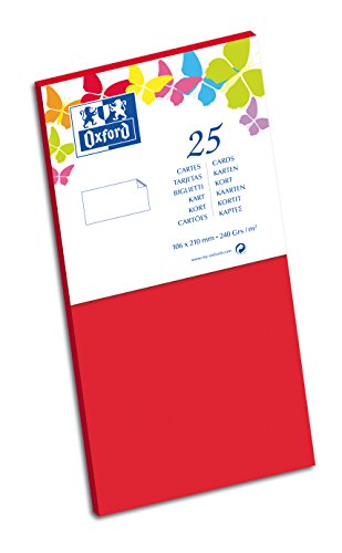 Oxford Correspondance Farbpapier, lang, 10,6 x 21 cm, Rot, 10 Stück von Oxford