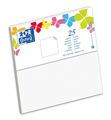 Oxford Correspondance Farbpapier, quadratisch, 15,5 x 15,5 cm, Weiß, 10 Stück von Oxford