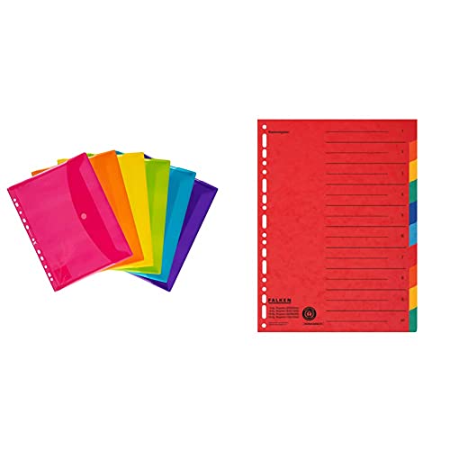 Oxford Dokumenten-Mappen A4, Taschen mit Klett-Verschluss, zum Abheften, sortiert, 6er Pack & Original Falken Karton-Register überbreit. Für DIN A4 24 x 29,7 cm volle Höhe Oxford Dokumenten-Mappen A4, Taschen mit Klett-Verschluss, zum Abheften, sortiert, 6er Pack & Original Falken Karton-Register überbreit. Für DIN A4 24 x 29,7 cm volle Höhe von Oxford