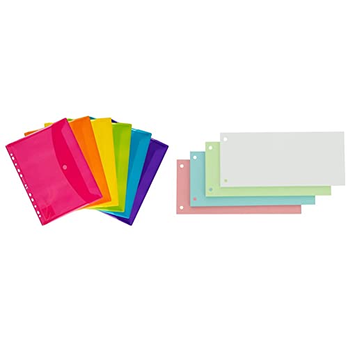 Oxford Dokumenten-Mappen A4, Taschen mit Klett-Verschluss, zum Abheften, sortiert, 6er Pack & Trennstreifen, aus Karton, gelocht, 190 g/m², 4 Farben, 100 Stück von Oxford