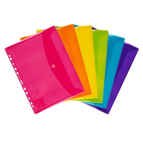 Oxford Dokumenten-Mappen A4, Taschen mit Klett-Verschluss, zum Abheften, sortiert, Mehrfarbig, 6er Pack von Oxford