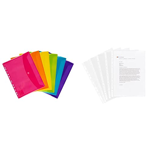 Oxford Dokumenten-Mappen A4, Taschen mit Klett-Verschluss, zum Abheften, sortiert, Mehrfarbig, 6er Pack & Limit Prospekthülle A4, matt und genarbt, oben offen, 100 Stück Oxford Dokumenten-Mappen A4, Taschen mit Klett-Verschluss, zum Abheften, sortiert, Mehrfarbig, 6er Pack & Limit Prospekthülle A4, matt und genarbt, oben offen, 100 Stück von Oxford