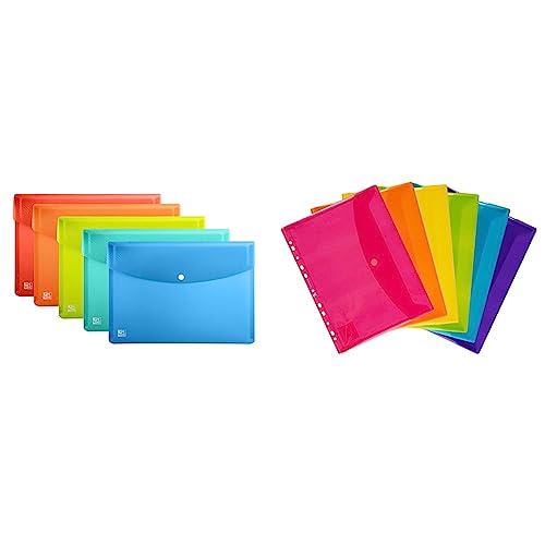 Oxford Dokumentenasche A3, transparenter Kunststoff, 5 Farben, 5 Stück, bunt & Dokumenten-Mappen A4, Taschen mit Klett-Verschluss, zum Abheften, sortiert, Mehrfarbig, 6er Pack Oxford Dokumentenasche A3, transparenter Kunststoff, 5 Farben, 5 Stück, bunt & Dokumenten-Mappen A4, Taschen mit Klett-Verschluss, zum Abheften, sortiert, Mehrfarbig, 6er Pack von Oxford