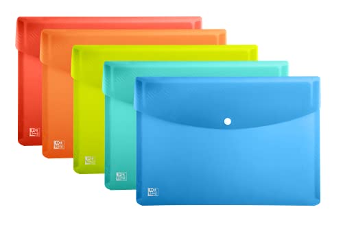 Oxford Dokumententasche A3, transparenter Kunststoff, 5 Farben, 5 Stück, bunt von Oxford