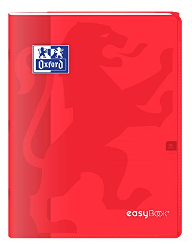 Oxford EasyBook Heft, 24 x 32 cm, 96 Seiten, große Karos, 90 g, Einband aus Polypropylen, Rot mit Hüllen von Oxford