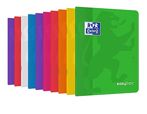 Oxford EasyBook Hefte, klein, 17 x 22 cm, 96 Seiten, kariert, 90 g, verschiedene Farben, 10 Stück von Oxford