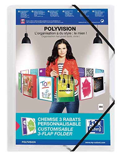 Oxford Eckspann-Mappe A4, polyvision, Kunststoff, 3 Klappen, farblos, 12 Stück Oxford Eckspann-Mappe A4, polyvision, Kunststoff, 3 Klappen, farblos, 12 Stück von Oxford