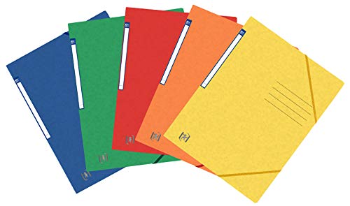 Oxford Eckspanner A4 ohne Klappen, aus Karton, sortiert mit 5 Farben, 10 Stück, grün, blau, gelb, orange, rot von Oxford