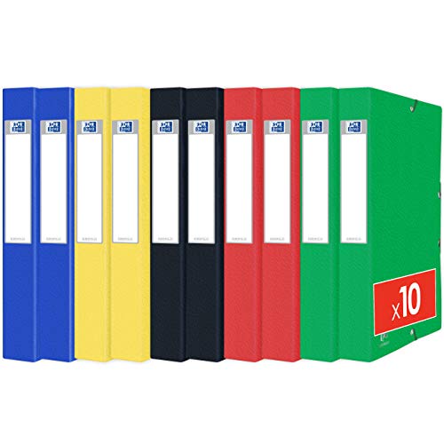 Oxford Eurofolio+ Kartons mit Gummizug, für Standard-Kapazität, 24 x 32 cm, Rücken 40 mm, verschiedene Farben, 10 Stück von Oxford