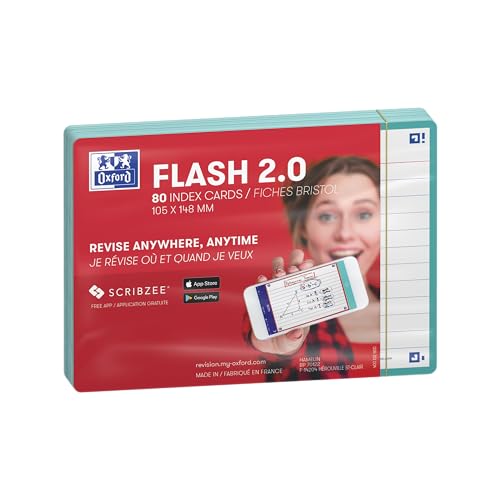 Oxford FLASH 2.0 Karteikarten A6, Lernkarten, 105x148mm, liniert, mint, 80 Blatt von Oxford