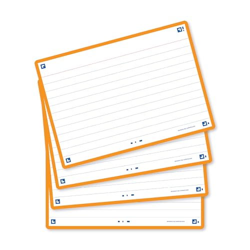 Oxford FLASH 2.0 Karteikarten A6, Lernkarten, 105x148mm, liniert, orange, 80 Blatt von Oxford