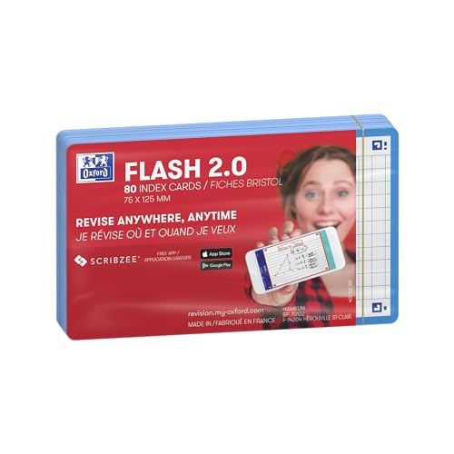Oxford Flash 2.0 Flashcards A7 75x125mm Kariert 5mm Türkis 80 Stück von Oxford
