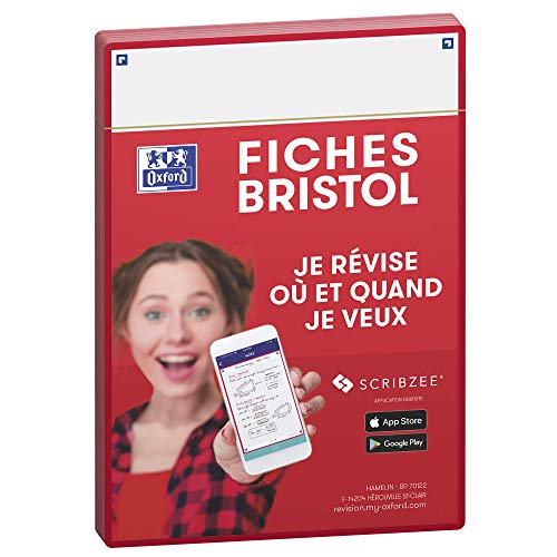 OXFORD Revision 2.0 Karteikarten, DIN A5 (14,8 x 21 cm), weißer Hintergrund, Vorderseite/Rückseite, roter Rahmen, 50 Stück von Oxford