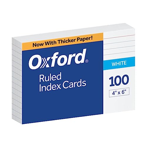 Oxford Karteikarten, ohne Aufdruck, 7,62 x 12,7 cm, weiß, 100 Stück 10,16 x 15,24 cm (4 x 6 Zoll) 4 x 6, 100 cards weiß von Oxford