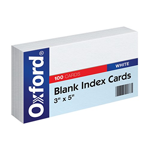 Oxford Karteikarten, ohne Aufdruck, 7,62 x 12,7 cm, weiß, 100 Stück Leer 3 x 5, 100 cards weiß von Oxford