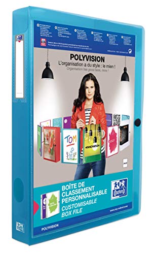 Oxford 100200140 Kunststoff-Sammelbox polyvision 8er Pack 4 cm breit DIN A4 blau mit Drucknopf-Verschluss für Büro Schule und die mobile Organisation von Oxford