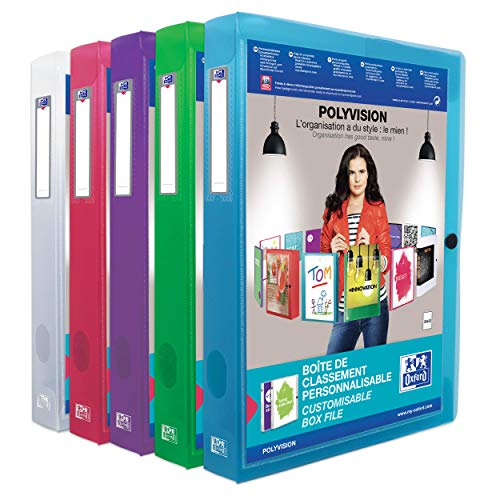Oxford Kunststoff-Sammelbox polyvision A4, 4 cm, 5 Farben, 8er Pack 100200136 sortiert von Oxford