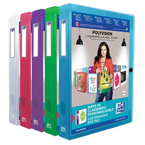 Oxford Kunststoff-Sammelbox polyvision A4, 4 cm, 5 Farben, 8er Pack, sortiert von Oxford