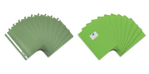 Oxford Kunststoff-Schnellhefter und Heftumschlag A4, hellgrün, jeweils 10 Stück von Oxford